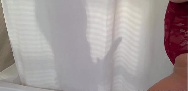  Stepson gets caught masturbating in the shower watching her change